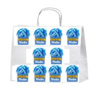 Lote 10 Ovillos Multicolor azul - blanco nube – Hilo Seda Suave con Nylon Premium  50g - 95m  Agujas 4-5 mm  LANAS LUZ COLOR - details 2