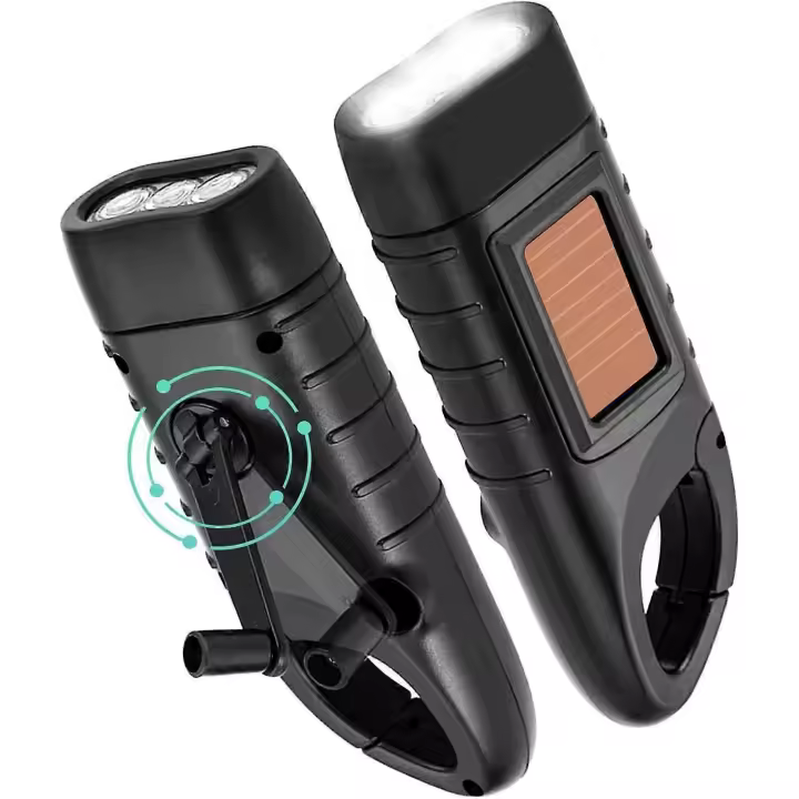 Antorcha de manivela 2 piezas Manivela solar Antorcha recargable LED generador Antorcha con manivela Luz de emergencia - 1