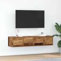 vidaXL Muebles de TV 2 uds 60x31x25,5 cm Madera de ingeniería en color Blanco/Roble negro/Roble artisan y más | almacenamiento funcional diseño moderno para baño dormitorio sala - details 3