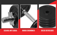 ManiBoom Maletin Pesas y Mancuernas Ajustables de HIERRO ANTIDESLIZANTES - Mancuernas 10kg 15kg 20kg 30kg 40kg 50kg con Barra Regulables y Cierre de SEGURIDAD - Kit de Ejercicio Gym en Casa - details 4