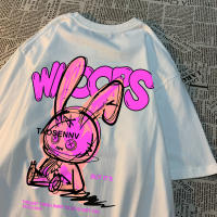 Camiseta De Algodón Rosa Con Diseño De Conejo Para Hombres Y Mujeres Camiseta Suelta De Estilo Vintage Anime Cuello Redondo Casual - details 25