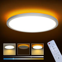 Lámpara techo ultraplana LED dorada, ideal para dormitorios y despachos. Con iluminación trasera ámbar, sirve como lámpara de noche. - details 0