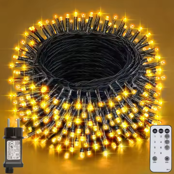 Luces de Navidad, 38,2 M 320 LED Luces de Arbol de Navidad, 8 Modos con Función de Memoria y Control Remoto Luz Cadena Ligera Navidad para Jardín, Balcón, Interior, Boda, Fiesta - Blanco Cálido - 1