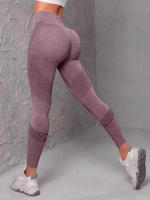 Leggings De Cintura Alta Elástica Para Mujer Talla Sólida Tejidos Sin Costuras Levantamiento De Glúteos Fitness Yoga Moda Gimnasio Deportivos Leggings - details 1