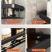 Estante De Baño Sin Perforar Soporte Para Shampoo Organizador De Baño De Aluminio Cuadrado Montado En La Pared Accesorio Para Cocina - details 8