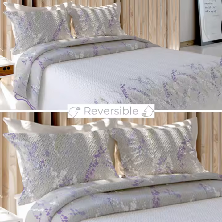 Colcha Bouti Floria Reversible Textil Blanca 135cm - 1