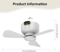 Ventilador de Techo portátil, 8000 mAh, con Dosel Colgante, Control Remoto y 3 velocidades, Recargable y Desmontable. Imprescindible para el Verano, Ideal para Exteriores e Interiores. - details 1