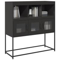 vidaXL Aparador de acero laminado en frío 100,5x39x107 cm en color Blanco/Negro/Antracita y más - details 1