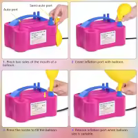 Herramienta de bola inflable portátil con bomba de Aire Eléctrica Inflador de Globos de Doble orificio V 220-240V 50HZ 600W Regalo de Navidad-100 Globos de regalo -- Black Friday-Gift de Navidad - details 4