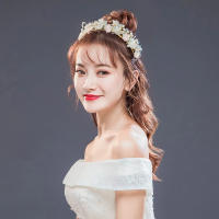 Diadema De Flor Dorada Con Perlas Y Cristales Accesorios De Cabello Para Mujer Adornos Para Boda Hechos a Mano Tamaño M - details 2