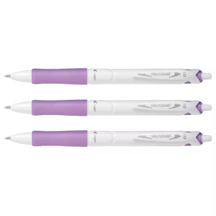Pilot Bolígrafo Acroball White Retráctil Punta Bola 1mm Tinta Base de Aceite Violeta (Pack de 3) - 1