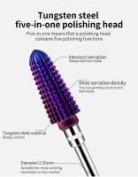Brocas De Carburo De Titanio Conica Para Uñas 1/4pcs Color Morado pro 3/32 Pulgadas Taladro Para Manicura Eliminador De Polvo De Uñas - details 4