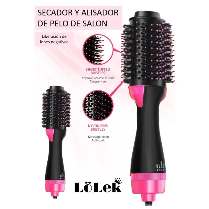 Cepillo de Aire Secador y Alisador de Cabellos Lolek 1200W Rosa | Estilo Profesional a Tu Alcance - 1