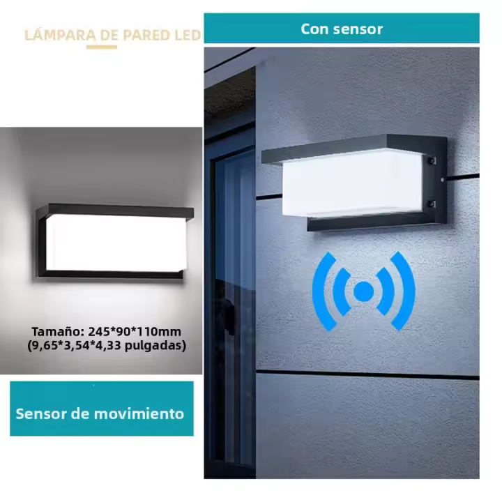 Lámpara De Pared Exterior LED Impermeable Con Sensor De Movimiento Radar Para Iluminación De Jardín Y Balcón Luz Moderna Eficiente Energía AC 85-265V - 1