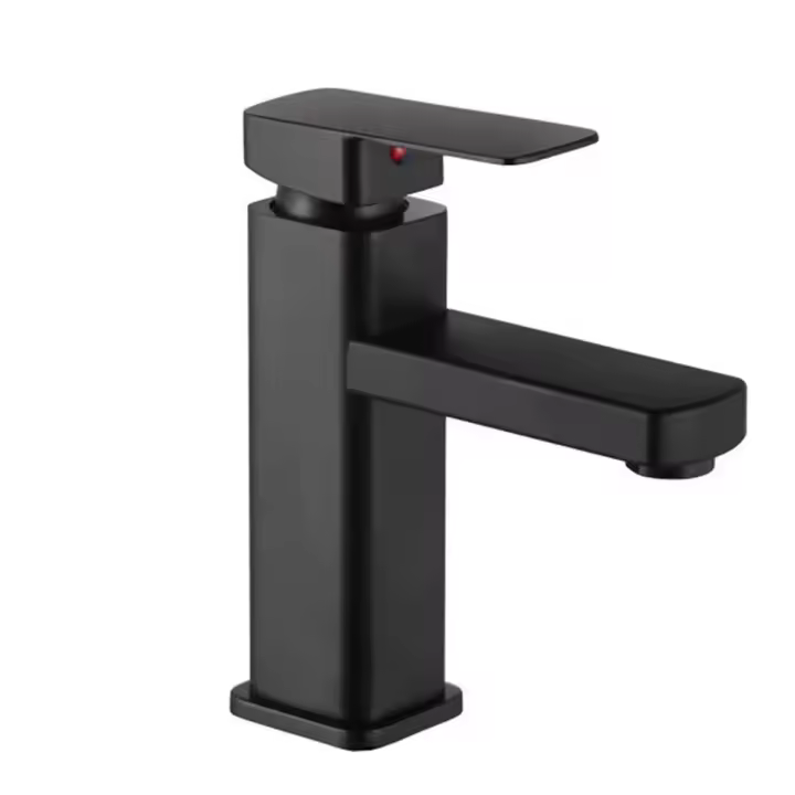 Grifo de Baño con Agua Fría y Caliente Desechable, Grifo de Lavabo de Cobre Duradera Negra Extraible para Lavado de Manos - 1