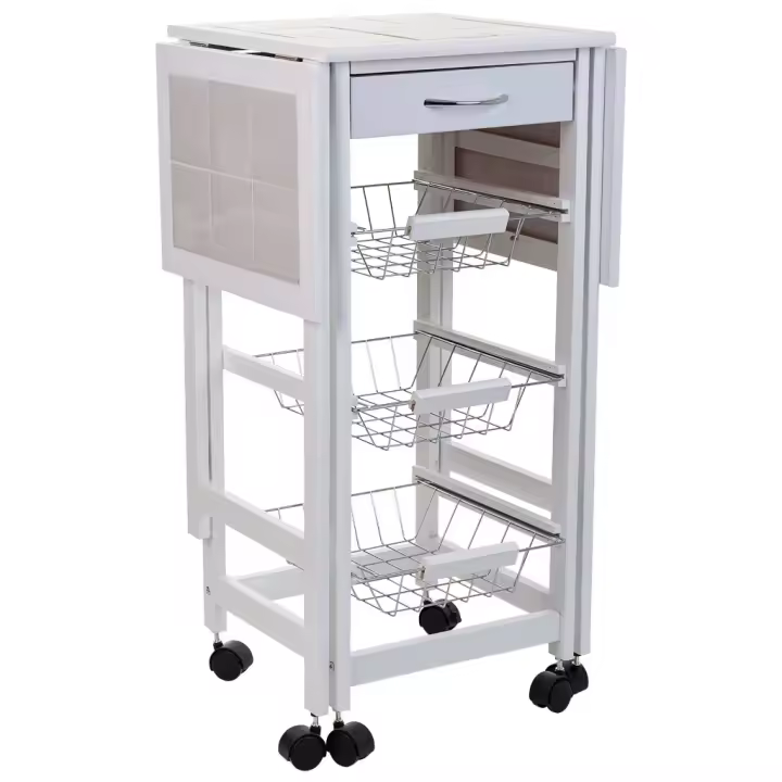 WANDERLUST DECO Carro de Cocina de Madera 37/91x37x79h Cm - Espacio de Almacenamiento Adicional - 1