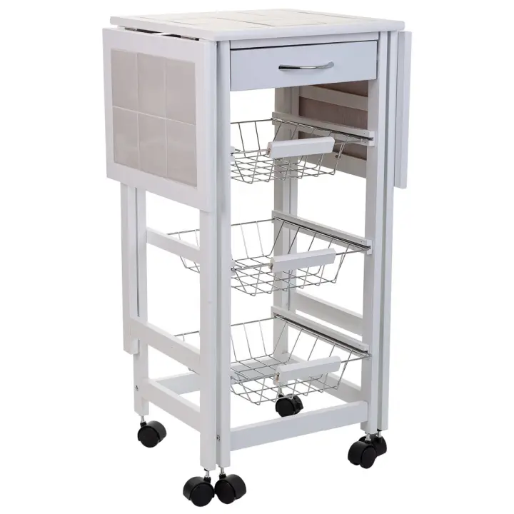 WANDERLUST DECO Carro de Cocina de Madera 37/91x37x79h Cm - Espacio de Almacenamiento Adicional - 1