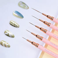 Set De 5 Pinceles De Uñas Rosa Para Arte De Uñas Y Dibujar Con Tamaño Elongado De 7/9/11/15/25mm Herramienta Profesional Para Manicura Y Gel UV - details 3