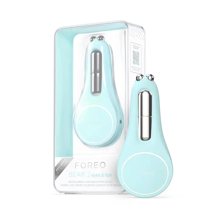 FOREO BEAR 2 eyes & lips - Dispositivo rejuvenecedor de microcorrientes - Lifting facial inmediato - Masajeador de ojos - Tratamiento antiojeras - Reafirma las cejas y aporta más volumen a los labios - 1