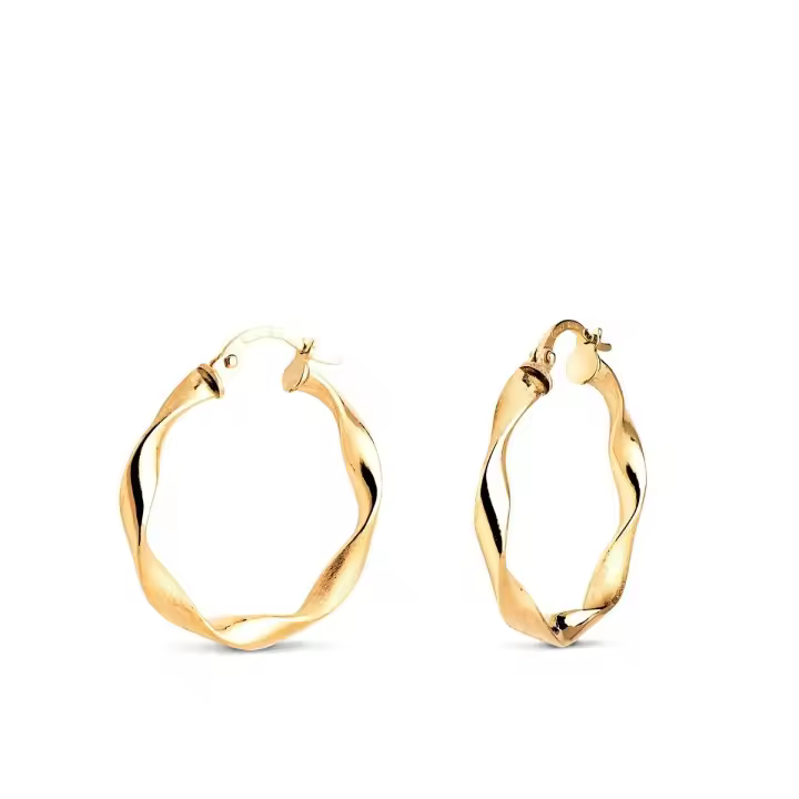 Aros Pendientes en Oro de 18k con 24 mm. reliados mate brillo con 3 mm. de grosor - 1