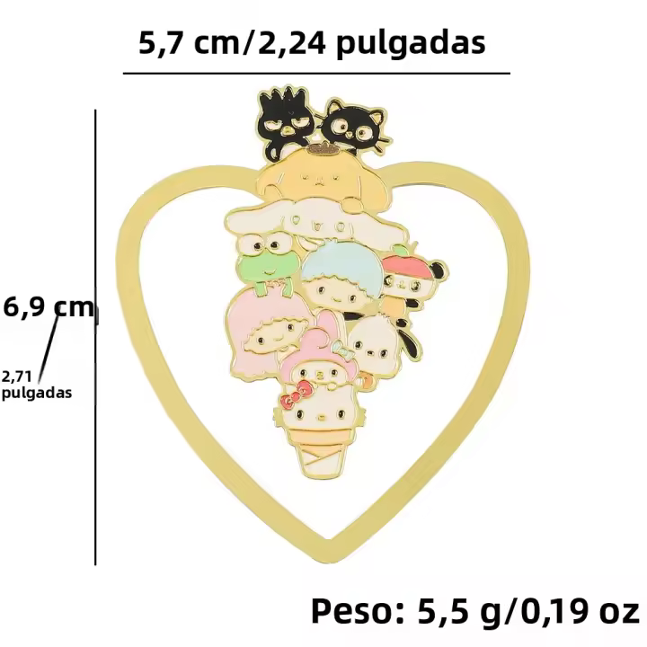 Marcador De Libro Anime Hello Kitty Lindo Y Coleccionable De Metal Suministros Escolares Accesorio Para Amantes De Los Libros - 1