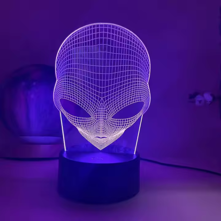 Lámpara De Noche 3D Martianos Con Ilusión Optica Y Toque Cambio De Color Ambiental 7 Colores Para Dormitorio Luz LED Incluida Fuente De Alimentación DC 5V - 1