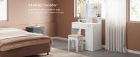 VASAGLE Tocador, Mesa de Maquillaje con Espejo Grande, Gabinete con 2 Estantes Ajustables, 1 Cajón, 2 Estantes Abiertos,Estilo Moderno, Blanco - details 0