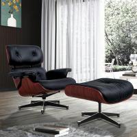 TY302 Classic Recliner Deep Acid Branch Armchair With Black Cowhide Black Big Head Foot Swivel Deck Chair Furniture - details 11