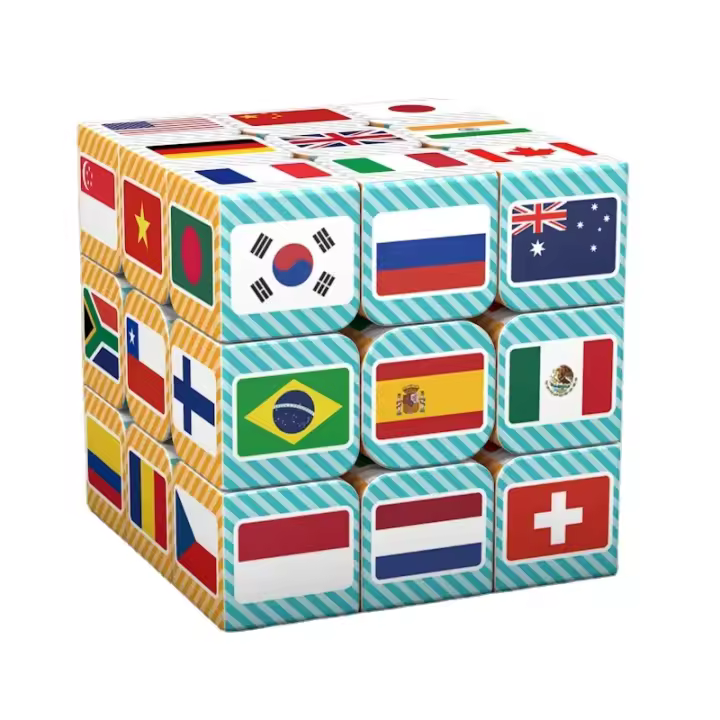 Cubo Mágico 3x3x3 Con Patrones De Banderas Juguete De Puzzle Para Niños Regalo Educativo Desafío Mental Plástico Magnético - 1