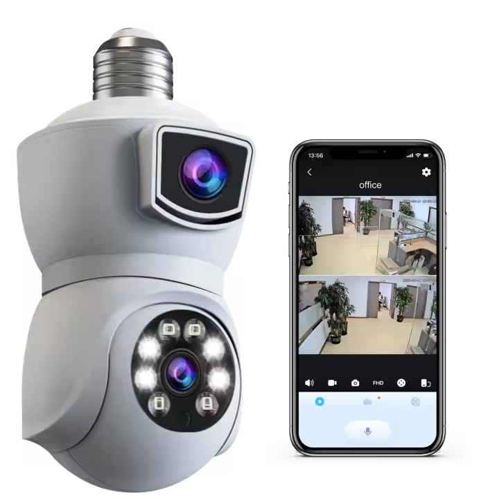 Cámara De Seguridad LED 4MP Con Lente Dual 360° Wi-Fi Cámara De Seguridad Inalámbrica Exterior/Interior Visión Nocturna En Color - 1