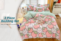 Funda De Edredón Y 2 Almohadillas Reversibles Con Patrón De Rabo De Conejo Fresa Y Flor Morada Estilo Moderno Para Cama De 1.5m/1.8m/2.0m/2.2m Conjunto De Ropa De Cama Cómoda Y De Venta Caliente - details 0