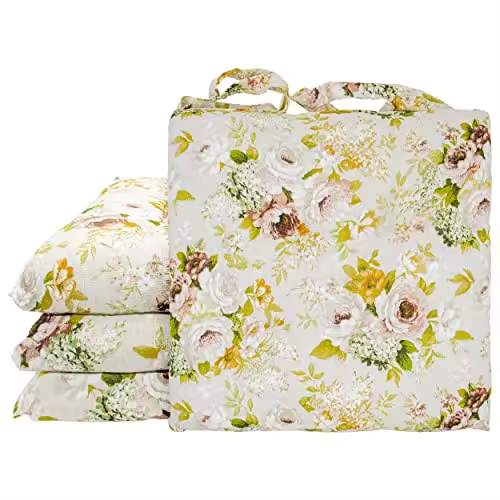 NQT Pack 4 Cojines para Silla Usos Interior y Exterior 40x40x5cm - Cojin de Asiento Decorativo Funda de Algodón + Poliéster y Relleno de Fibra Hueca Lavable Cómodos Acolchados - 1