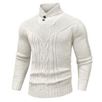 Suéter De Punto Para Hombre Invierno Cuello En V Casual Con Botones Color Sólido Ternura De Lana Suave Estilo Clásico Pullover De Ochenta Y Seis Piezas - details 8