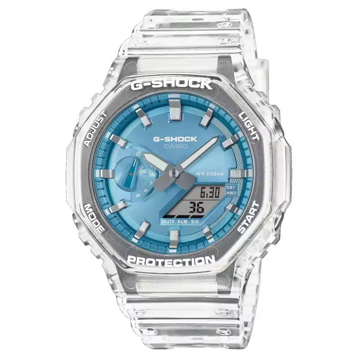 Reloj G-SHOCK Casio GA-2100BM-7A2ER Classic Correa Transparente Esfera Metalizada Azul Hombre Sumergible (200m) - 1