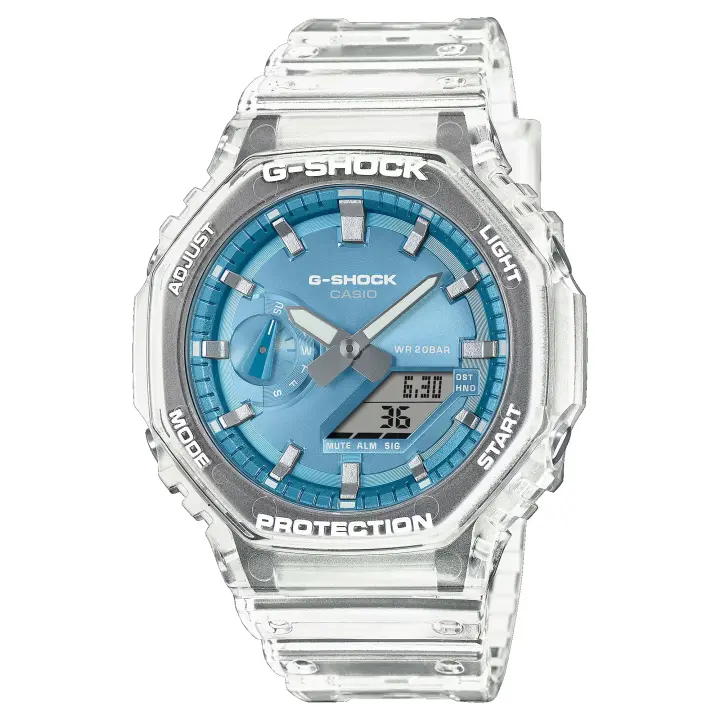 Reloj G-SHOCK Casio GA-2100BM-7A2ER Classic Correa Transparente Esfera Metalizada Azul Hombre Sumergible (200m) - 1