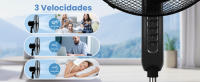 AIGOSTAR Ventilador de Pie Silencioso,  3 Velocidades, 7 Aspas, Oscilante 75°,60W, Altura Ajustable 108-125cm. Diámetro 40cm. Negro - details 1