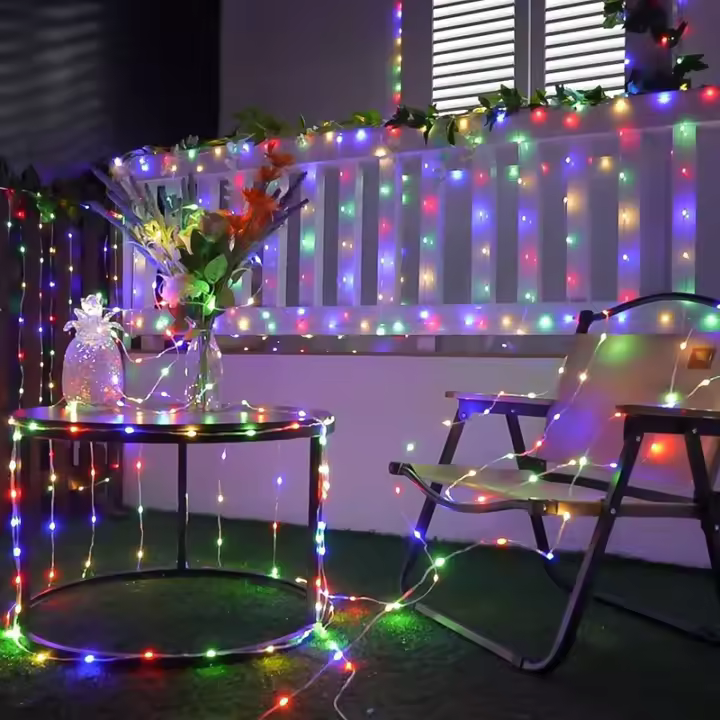 Cortina Solar LED De 6x3M Para Ventana Impermeable Con 8 Modos De Iluminación Decoración De Festival Y Navidad Instalación Manual Fuente De Energía Solar - 1