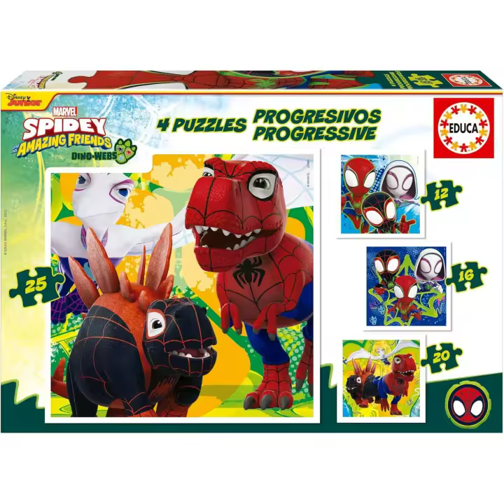 Puzzle Progresivo Dino Spidey de 12 a 25 Piezas Medidas: 16 x 16 cm. Educa 20343 - 1