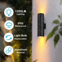 LED al aire libre lámpara de pared arriba y abajo lámpara de pared de una sola cabeza lámpara de pared de aluminio creativo redondo doble cabeza lámpara de pared - details 1
