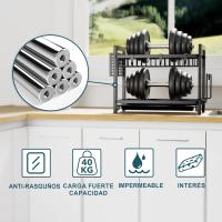 Estante de Dish Escurreplatos Acero Inoxidable Cocina (43.5 * 24.5 * 34.5), Primer Piso Escurridor de Platos para Fregadero, Escurre Platos Armarios, Escurreplatos Negro - details 1