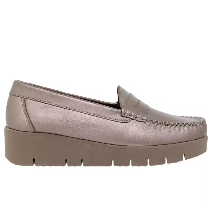 Mocasines Cómodos Mujer Cuña Piel Metal - Amelie - 1