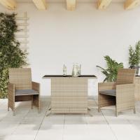 vidaXL Mesita y sillas con cojines 3 piezas ratán sintético negro en color Negro y crema/Beige mezcla/Gris claro y más | cómodas modernas ergonómicas para comedor cocina salón hogar - details 1