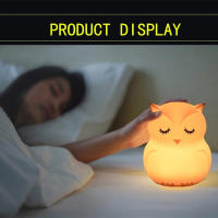 Búho Noche de Luz LED Sensor Táctile de Control Remoto 9 Colores Temporizador Regulable Recargable de Silicona Lámpara de Noche para Los Niños Of The Baby Gift - details 5