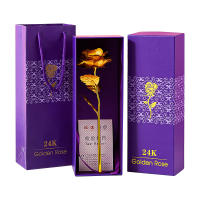 Rosa Dorada 24K Artificial Colorida Flor Metálica Regalo Único Para Las Mujeres En Día De San Valentín Con Caja De Regalo Decoración - details 20