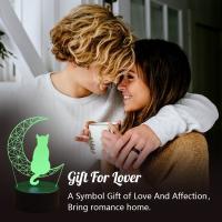 Lámpara De Noche 3D Mooncat USB Para Ambiente De Dormitorio Y Sala De Estar Regalo De Cumpleaños Y Festivales Luz De Noche Animal ABS LED - details 5