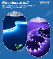 Tira De LED COB Flexible 5M 12V 8mm 320 Chips Alta Densidad Rojo Verde Azul Cálido Natural Frío Iluminación Lineal - details 1