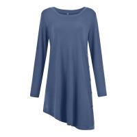 Vestido De Mujer Casual Otoño Elegante Con Botones Color Sólido Largo Manga Vestido De Fiesta Polyester Cuello O Antiguo - details 9