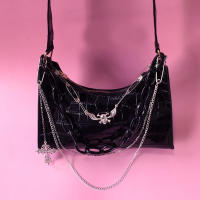 Bolso De Hombro Con Patrón De Cocodrilo Y2K Estilo Punk Oscuro Bolso De Cadena Para Verano Bolso Subcultural Sótano Para Mujer - details 15