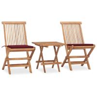 vidaXL Set comedor de jardín plegable 3 piezas madera de teca cojines en color Estampados cuadros grises/Antracita/Azul real y más | acolchados duraderos para sofás de jardín terraza exterior - details 9