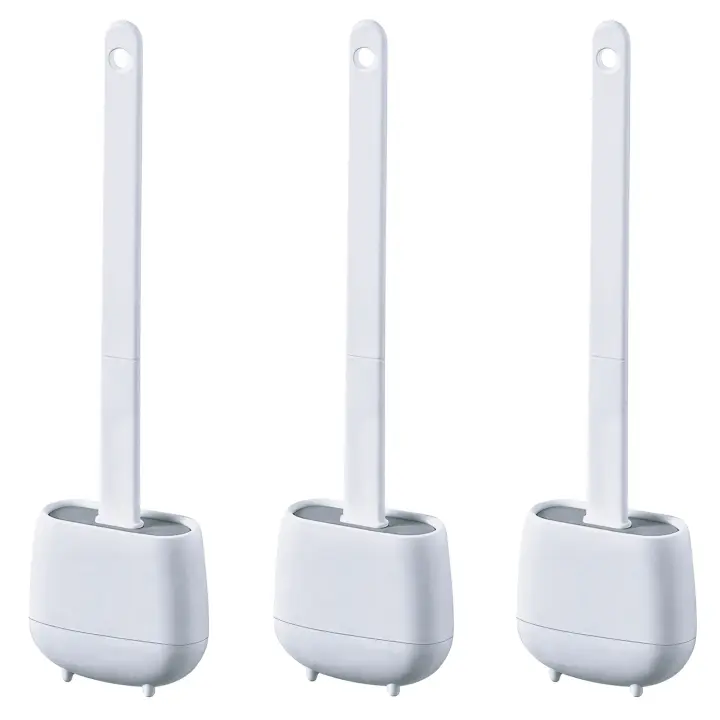Escobilla para Inodoro WELL HOME MOBILIARIO & DECORACIÓN con Mango Antideslizante y Soporte de Secado Rápido - Blanco - 1
